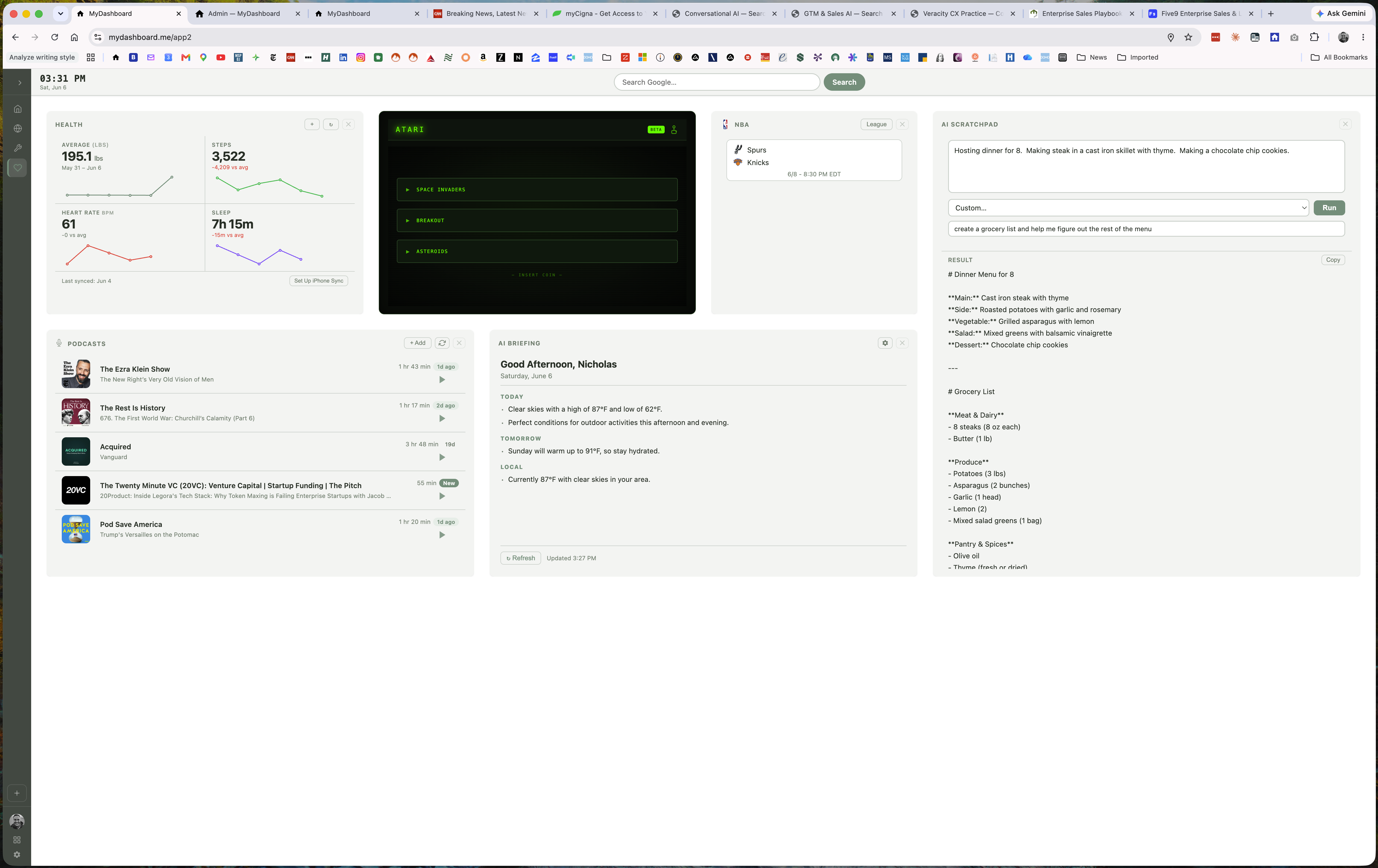 MyDashboard — entertainment dashboard