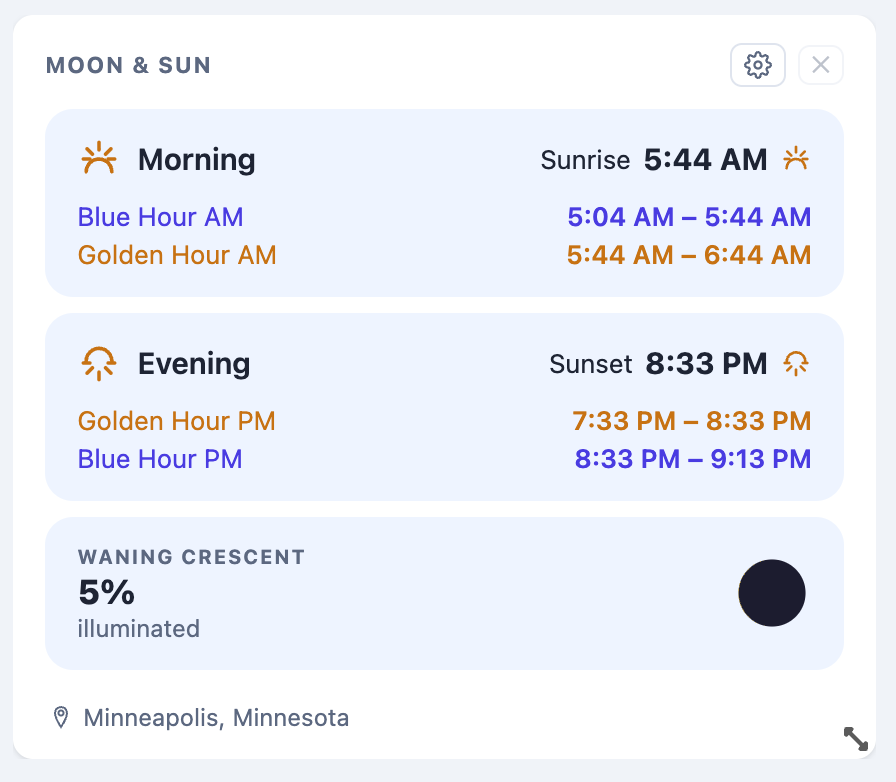 Moon & Sun widget