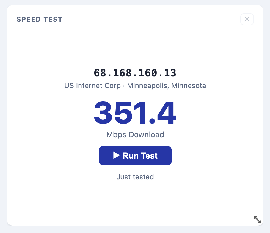 Speed Test widget